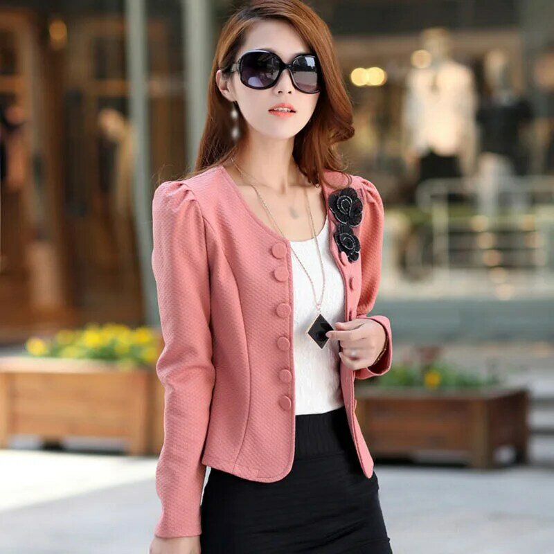 プラスサイズショートジャケット女性の秋のファッション黒、白のジャケット女性スリムコートM-3XLトップス