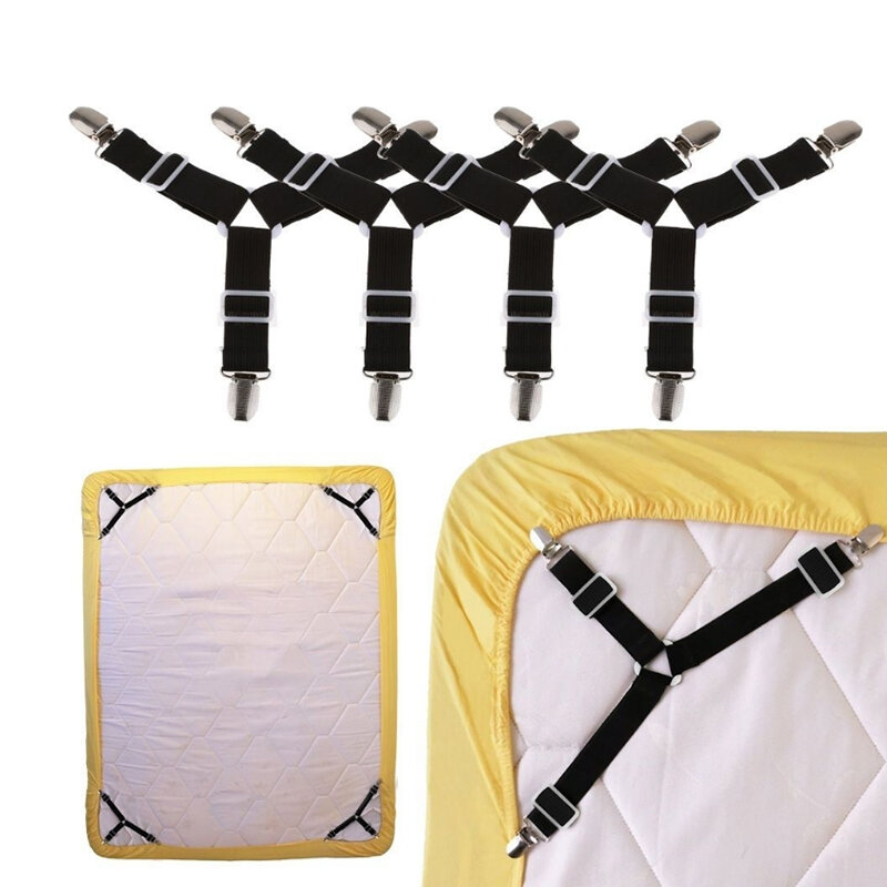 4 pçs triângulo cama colchão folha clipes correias cobertor suspensórios titular diy vestuário costura tecido