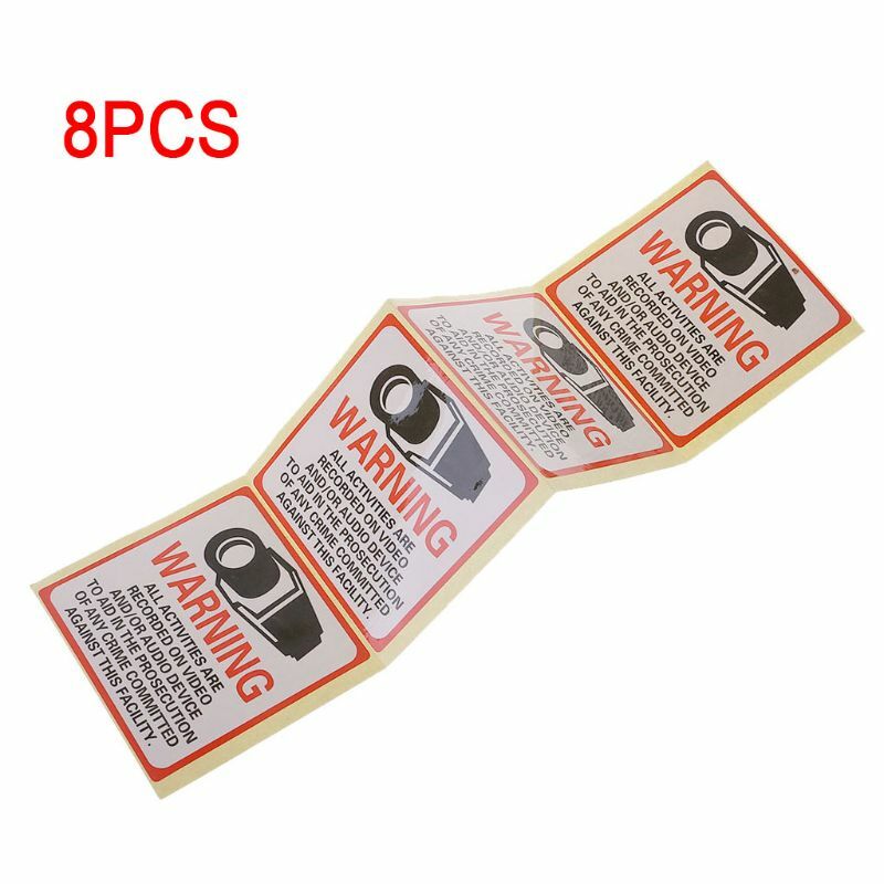 8PCS Warning Stickers SECURITY CAMERA IN USE Self-adhensive Safety Label Signs Decal 