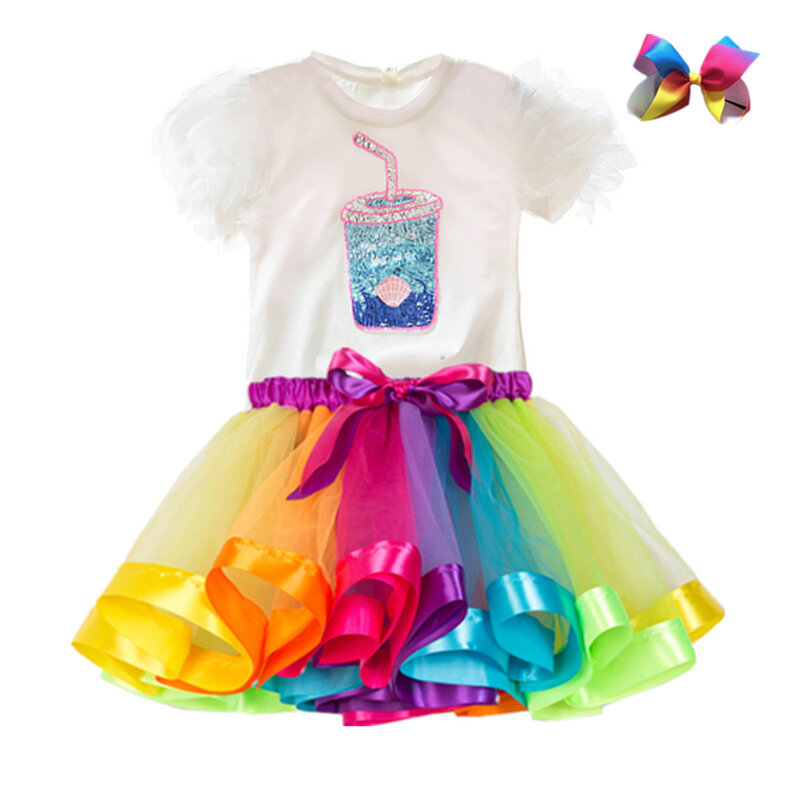 Lato jednorożec dziewczynek Tutu sukienka dzieci impreza jednorożec mała dziewczynka ubrania dla dzieci Vestidos księżniczka tęczy stroje sukienka