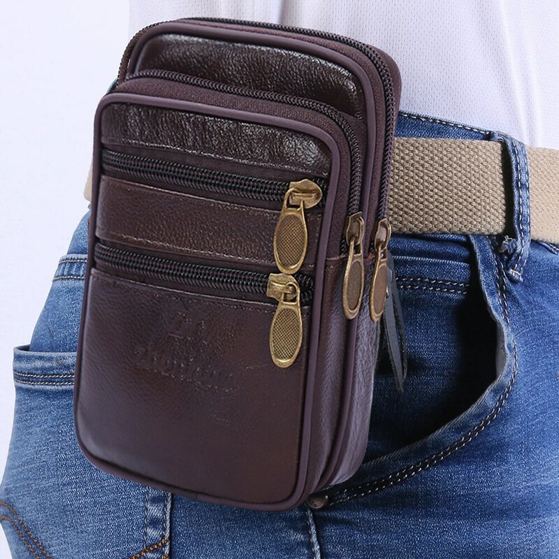 Bolsa de cuero con Clip para cinturón para hombre, Mini bolsa de viaje para teléfono móvil, BILLETERA, bolsa de transporte