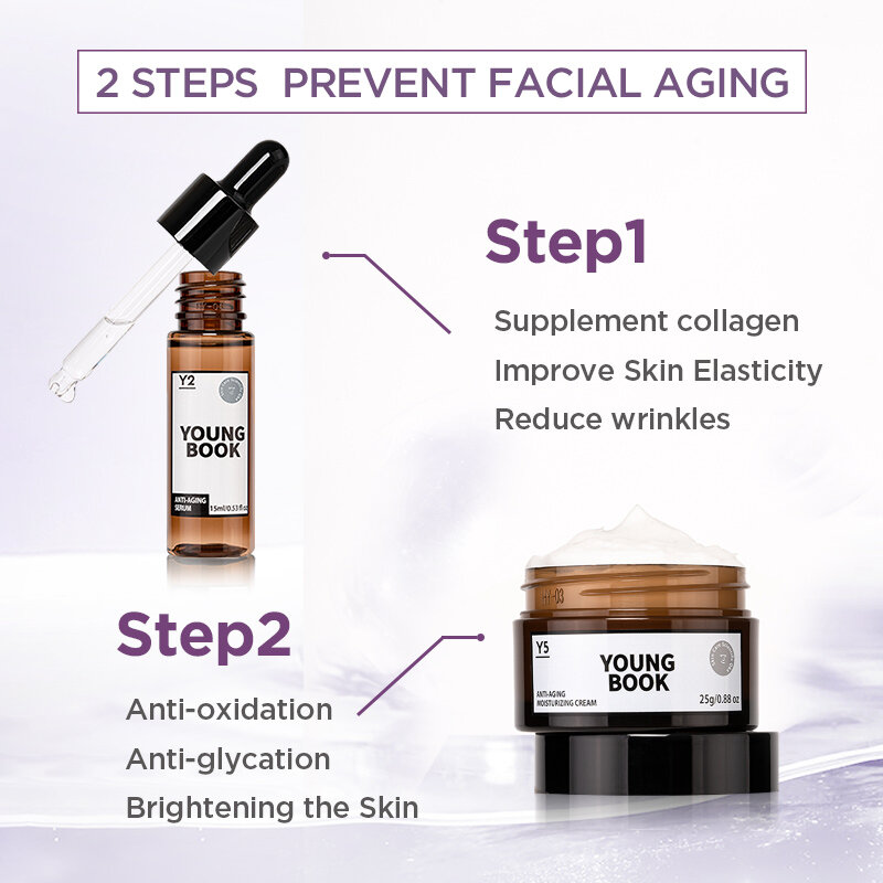 YOUNGBOOK ครีมชุด Hydrolyzed Collagen Serum + Anti Age ครีมบำรุงผิวหน้ากระชับลด Face Skin Care ชุด