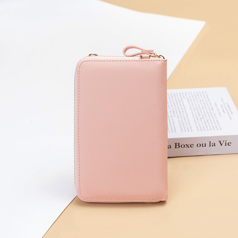 Portefeuille multifonctionnel en PU Version coréenne, sac à bandoulière pour téléphone portable d'étudiant, petit sac carré à bandoulière