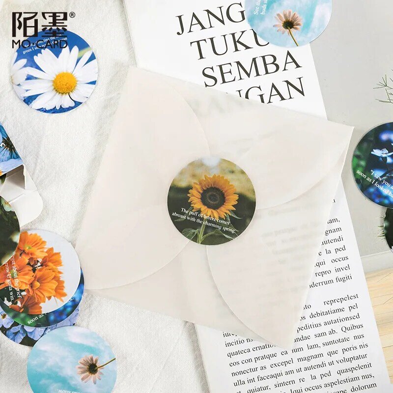 46 Pcs/box Bunga dan Tanaman Dekoratif Perekat Stiker Scrapbooking DIY Diary Album Tongkat Label Dekorasi