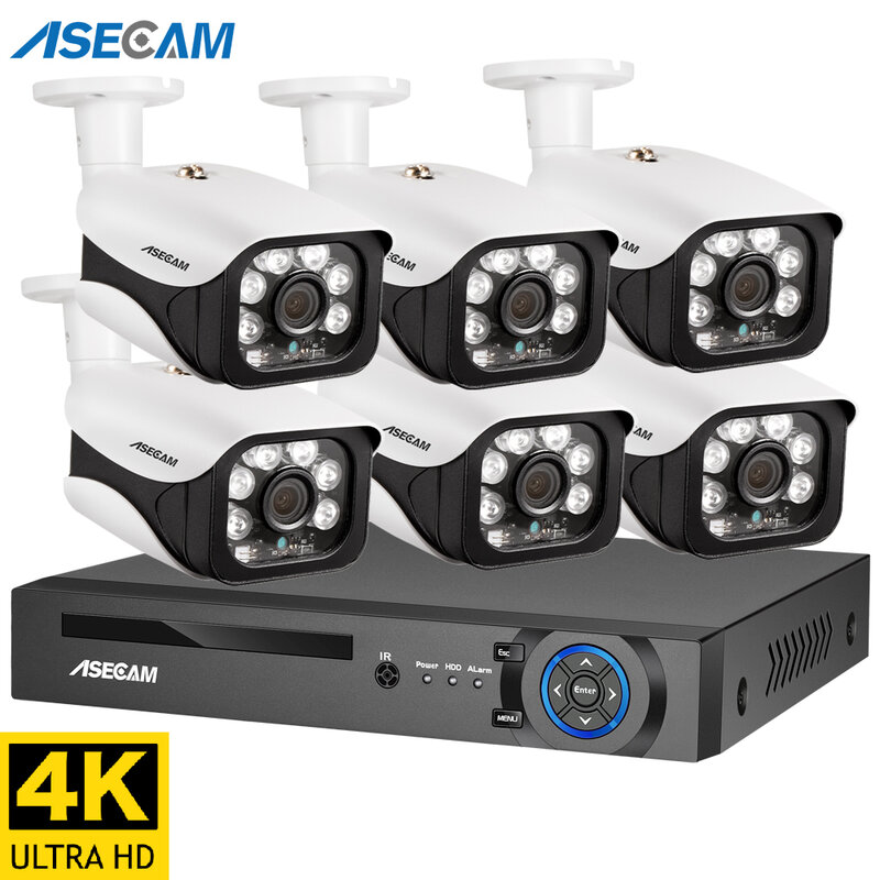 Super 8MP 4K POE NVR Kit Street CCTV Record Security System Dome IP Camera Outdoor Home Video Surveillance Camera Set