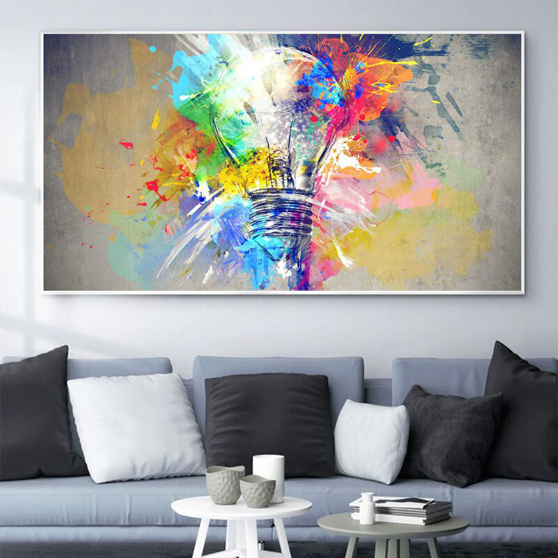 Nordic modern fashion abstract art printing canvas painting color light bulb poster living room corridor home decoration mural
