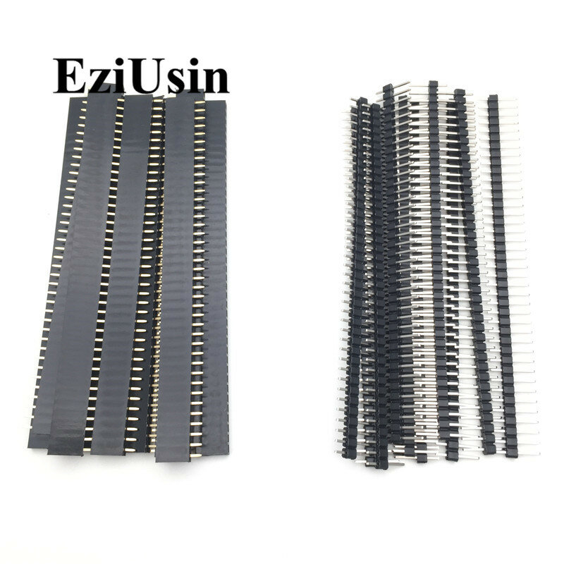 20pcs 10 Pairs 40 Pin 1x40 Single Row Male Female Gold Plated 2.54 Breakable Pin Header PCB JST Connector Strip For Arduino DIY