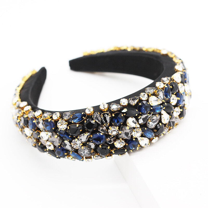 Diademas acolchadas con diamantes de imitación para mujer, bandana colorida con cristales geométricos, accesorios para el cabello 2020