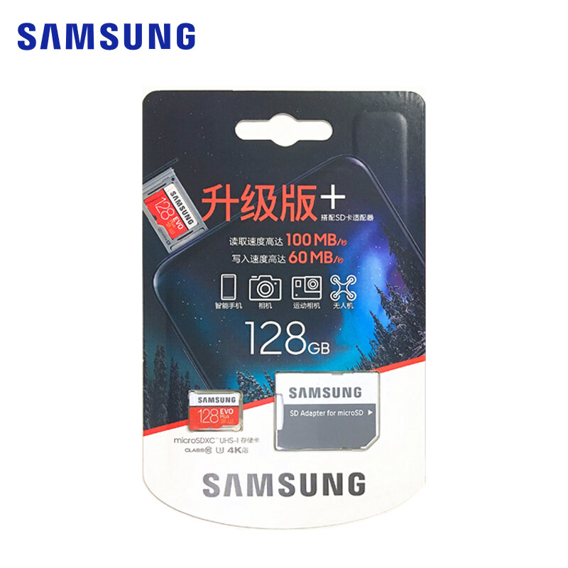 100% oryginalny SAMSUNG micro sd 128gb EVO Plus Class10 U1 32GB 64GB U3 256GB 516GB karta pamięci MicroSD dla Smartphone tablet pc
