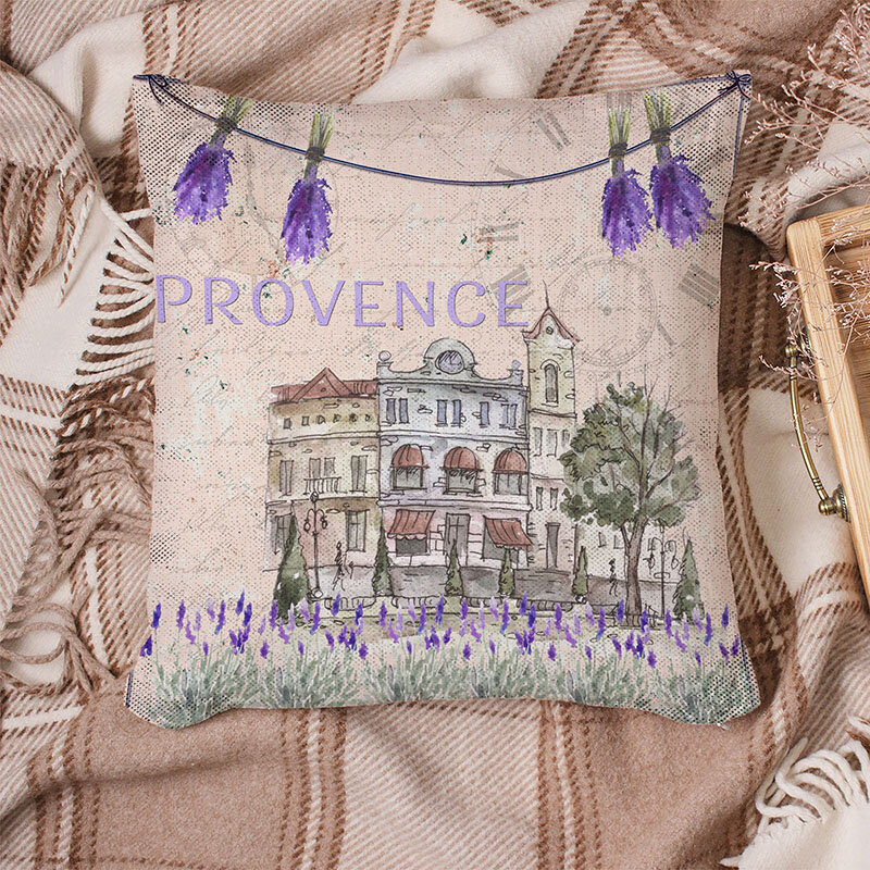 Sarung Bantal Sofa Dekoratif Provence Kissen Lavender Bunga Pribadi Sarung Bantal Lempar Hadiah Kelahiran Bayi