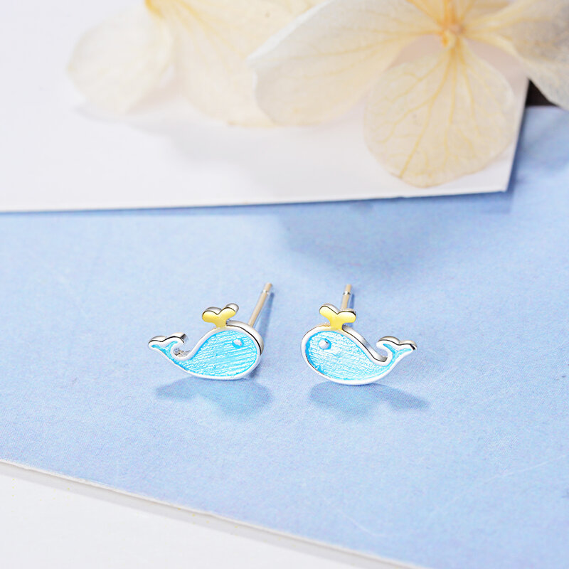 FENGLI Lovely Children Stud Earrings Oil Bee Whole Cartoon Small Earring Silver Color Rainbow Colorful Jewelry Women 2019 Gift