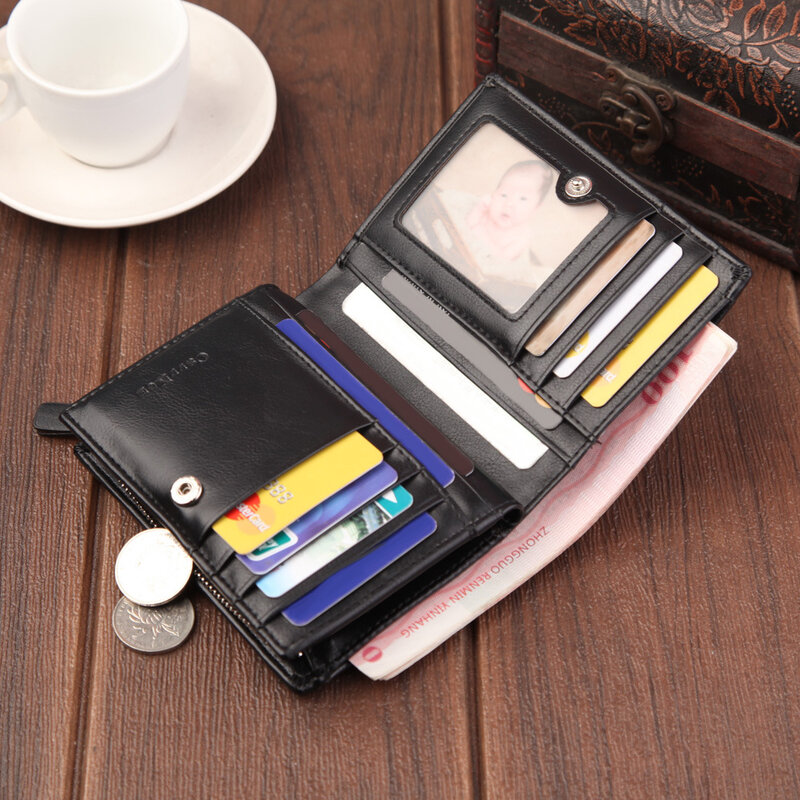 Kurze Männer Brieftaschen Mode Neue Karte Halter Multifunktions Orgel Leder Geldbörse Für Männlichen Zipper Brieftasche Mit Münzfach