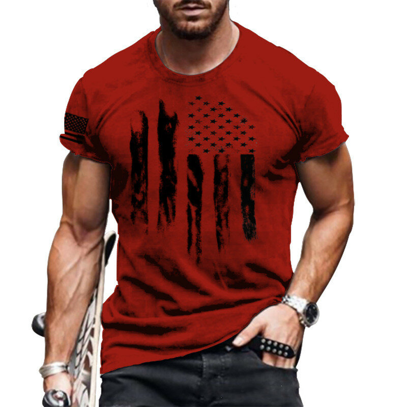 Fashion summer 3D printing men's T-shirt o-neck short sleeve breathable loose large men's t-shirt men's clothing