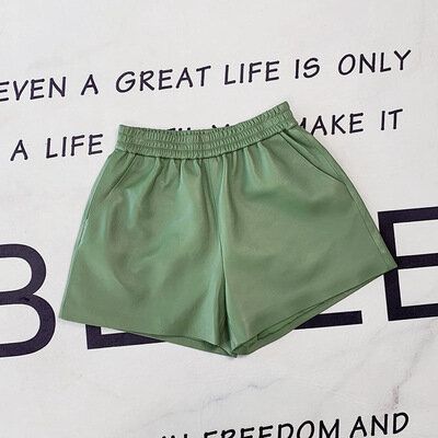 Tao Ting Li Na-pantalones cortos de piel de oveja auténtica para mujer, Shorts de primavera, E45