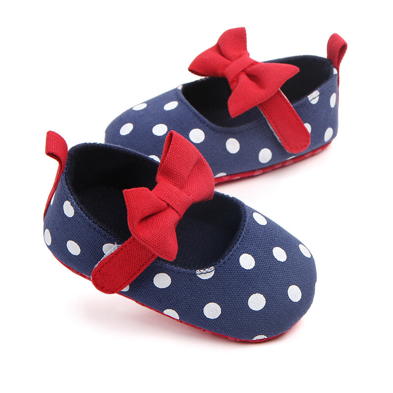 Zapatos de lazo informales de algodón para niña, zapatillas antideslizantes para primeros pasos, con suela suave, para caminar, de 0 a 18 meses de otoño