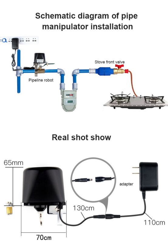 Tuya Zigbee-Interruptor de válvula de agua/Gas, controlador inalámbrico, tubería wifi, robot, control por voz, compatible con Alexa
