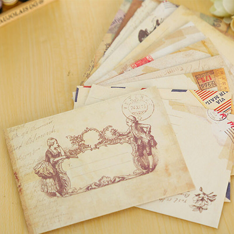 Mini Sobres de papel Vintage para álbum de recortes, sobres pequeños Kawaii, regalo de papelería para niños, suministros escolares, 12 Uds.