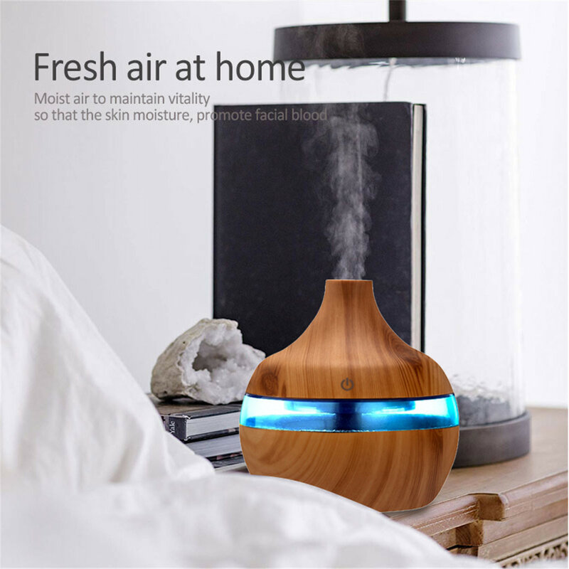7 Color Air Aroma Humidifier Essential Oil Diffuser LED Aromatherapy Humidifier Wood Grain Air Humidifier USB Mini Mist Maker