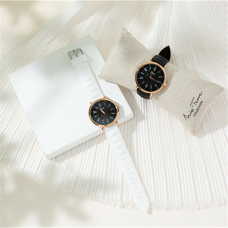 Ultra-fino céu estrelado dial relógios moda feminina quartzo sílica gel relógios de pulso senhoras elegantes relógio feminino zegarek damski