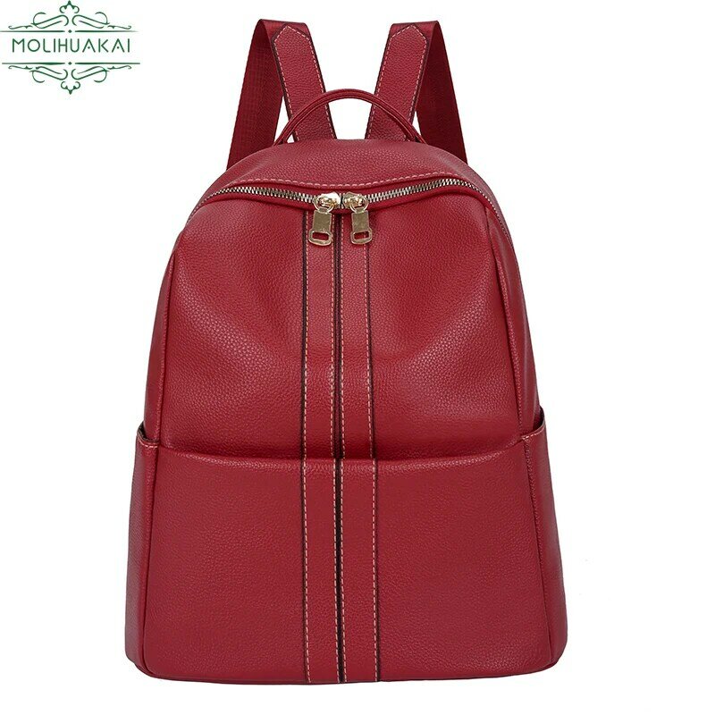 3 cores das mulheres mochilas de couro macio do vintage feminino sacos de ombro sac a dos casual viagem senhoras bagpack sacos de escola