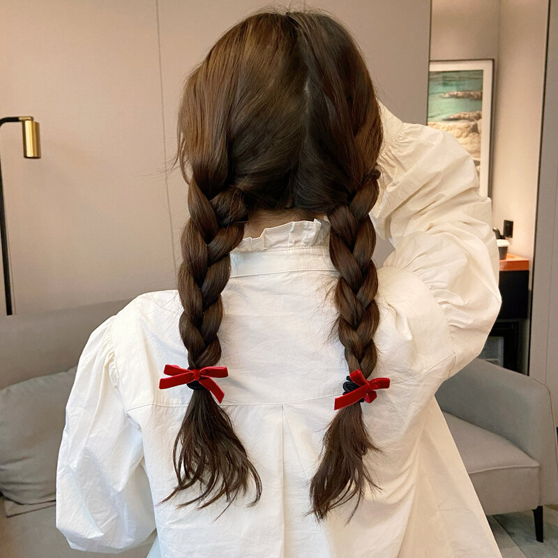 Caneleiras de laço vermelho para menina xiaang, estilo para ano novo, prendedor de cabelo