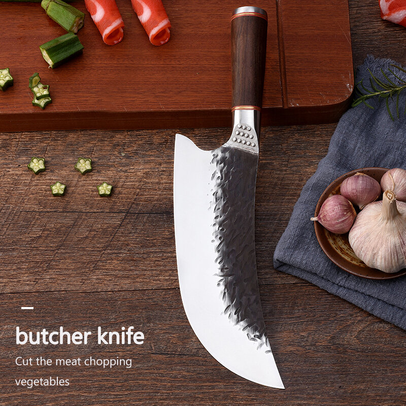 Construcción tradicional cuchillo de cocina 5cr15 cuchillos de cocina de acero inoxidable corte de carne cuchillo deshuesado vegetales cuchillo de matanza