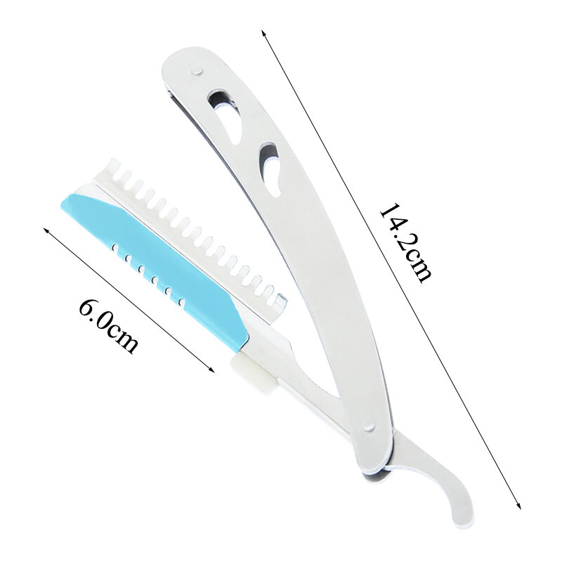 Meisha 1 pçs lâminas de cabelo masculino em linha reta barbeiros borda lâminas de aço dobrável faca de barbear ferramentas de remoção do cabelo com 10 pçs lâminas c0003a