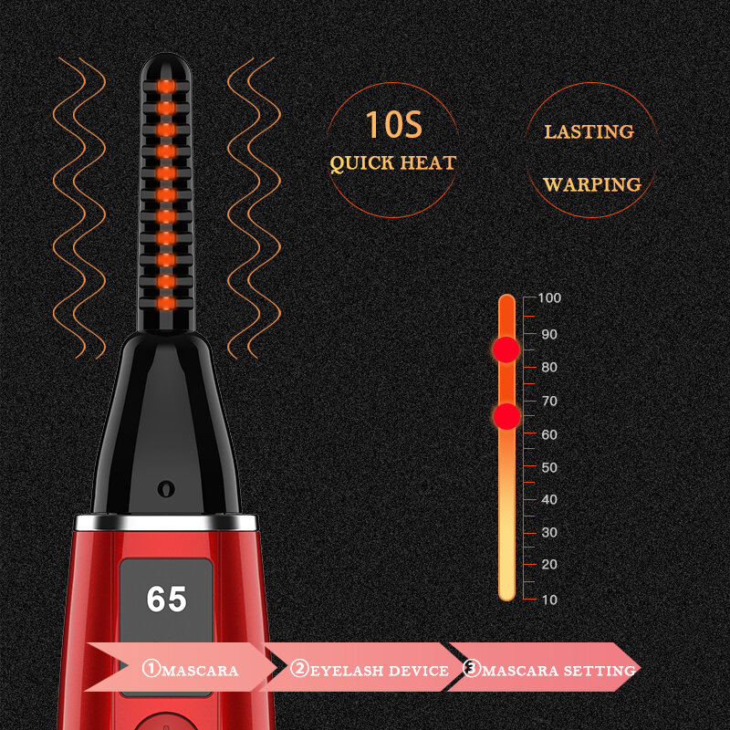 New Electric Heating Eyelash Curling Tool USB Smart Digital Display Long-Lasting Styling  Anti-Scalding Eyelash Curler Tool