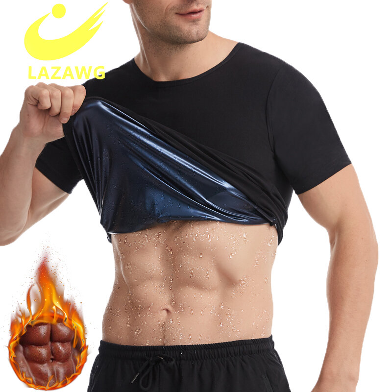 Lazawg homens suor colete sauna shapers corpo shapewear treinador cintura emagrecimento colete quente thermo tank tops bodysuit treino de fitness