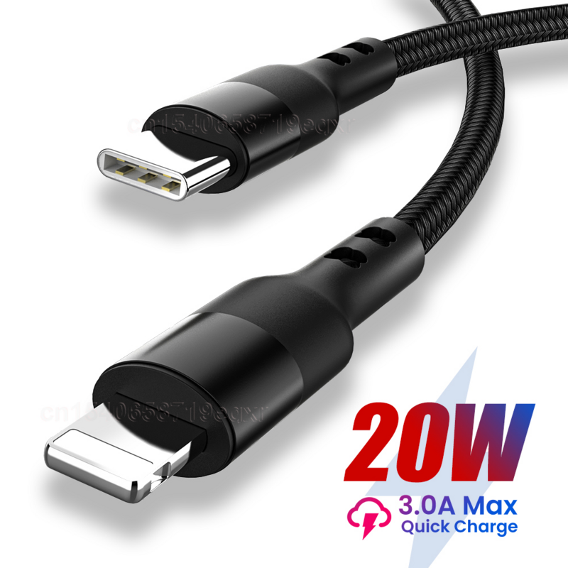كابل شاحن USB C للشحن السريع 20 وات PD لهاتف آيفون 13 12 Mini 11 Pro Max XS X 8 7 Plus كابل بيانات USB من النوع C للشحن السريع