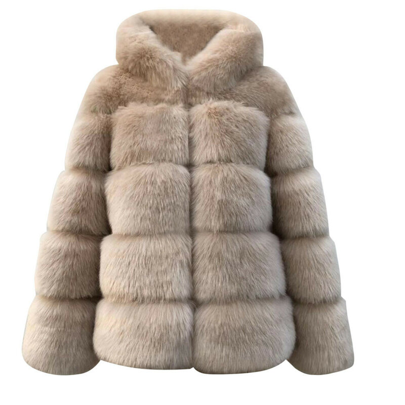 Winter Warm Faux Fur Factory Faux Vos Bontjas Vrouwen Pluizige Kunstmatige Bont Hooded Jassen Overjas