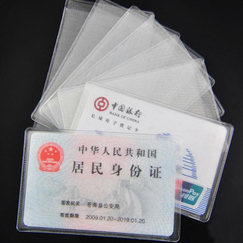 10 sztuk Transparnt pokrywa karty uchwyt ochronny wodoodporny PVC na kartę kredytowa, dowód osobisty wizytówki dokument dotyczący ochrony kierowcy licencji przypadku