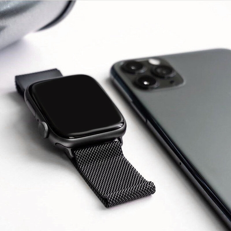 Correa de bucle magnético para Apple Watch, correa de Metal de acero inoxidable de 44mm y 40mm para iWatch series 3, 4, 5, 6 SE