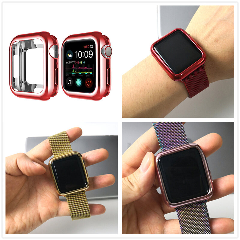 Soft Tpu กรณีนาฬิกาสำหรับนาฬิกา Apple Watch กันชน45มม.41มม.40มม.44มม.38มม.42Mm Apple นาฬิกานาฬิกา Cover