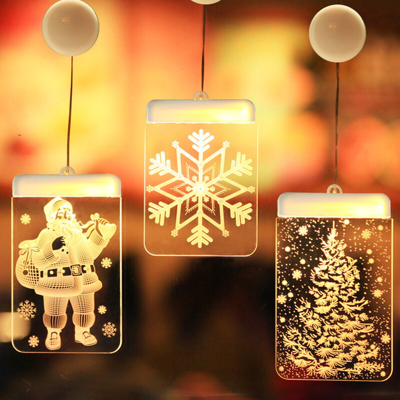 3Dクリスマスベル雪だるまライトハンギング妖精ショップ窓の光花輪スター鐘クリスマスツリーの装飾ホームデコレーションクリスマスデコレーション