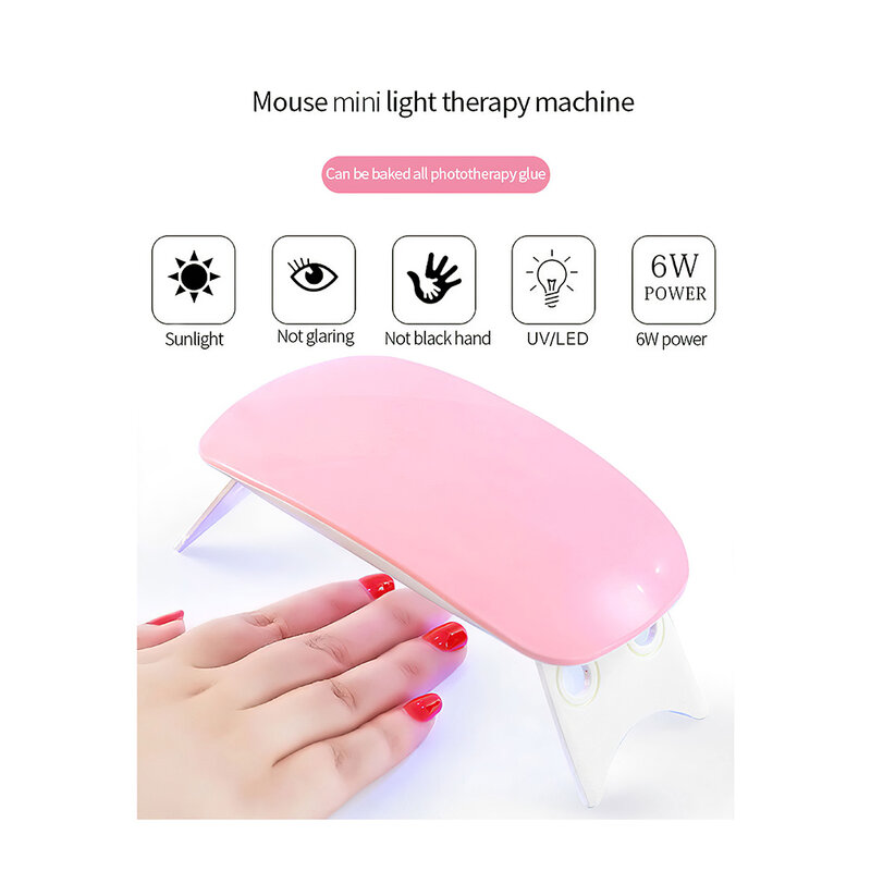 Secador de uñas con ajuste de dos veces, lámpara de terapia de luz LED para manicura, plegable, con USB, ratón, Mini máquina de fototerapia