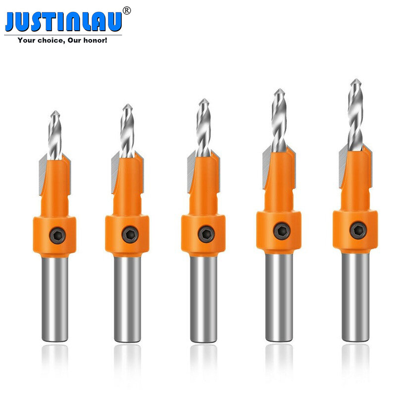 8mm Shank HSS Woodworking Countersink Drill Router Bit Carbide Tip Screw Extractor Remon Demolition for Wood Milling Cutter