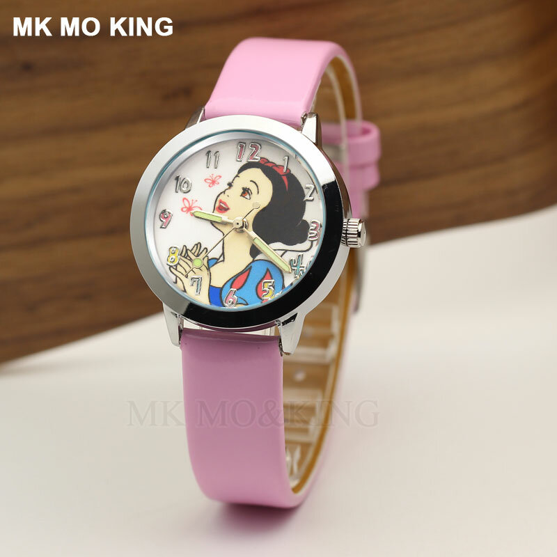 Luxury Brand White Snow Lovely Cartoon Beautiful Princess Boys Girls KidsWatch Quartz Wrist Watch Clock Bracelet Christmas Gift