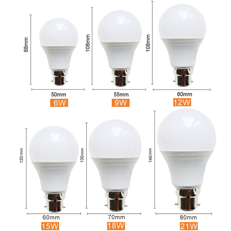 Ampoules à baïonnette B22, lampe brillante, 3W 6W 9W 12W 15W 18W 21W, Lampada 110V 220V 240V, blanc froid/chaud pour maison