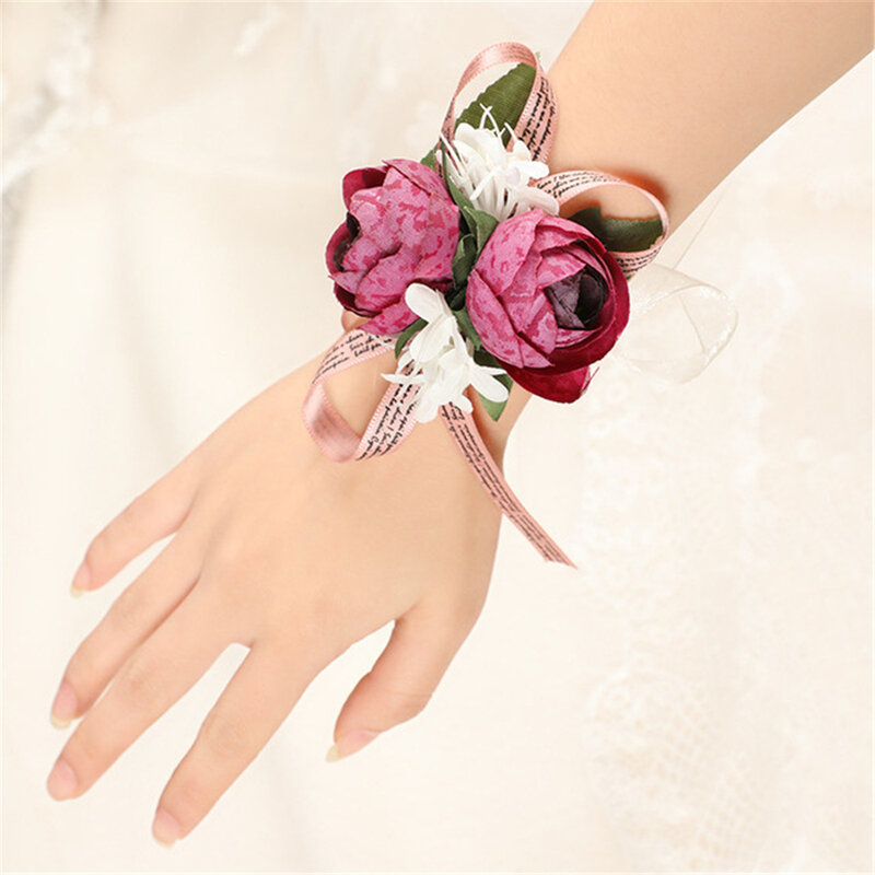 花嫁介添人のための手作りの花,ダブルヘッド,装飾,手首のシミュレーション,花