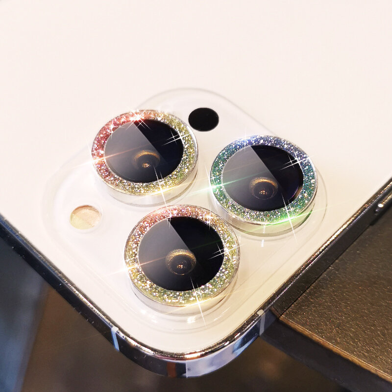 Градиентная вспышка, Алмазная пленка для объектива камеры, защита объектива для IPhone 13 Pro Max, металлическое кольцо, объектив, закаленное стекл...