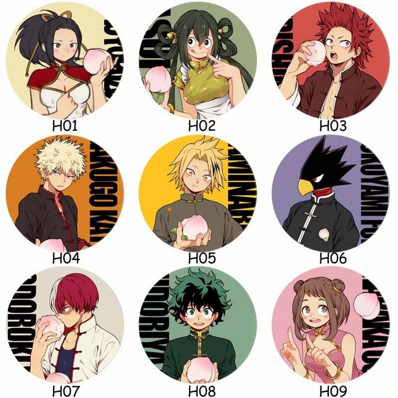 My Hero Academia Anime Perifer Kartun Bulat Akrilik Lencana Koleksi Pin Bros Tombol Lencana Tas Aksesori