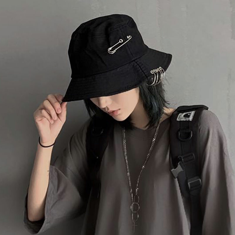 2021 wiosna nowe Ins moda Sun-Shade rybak koreański styl Retro Goth para płaskie rondo Student Hat