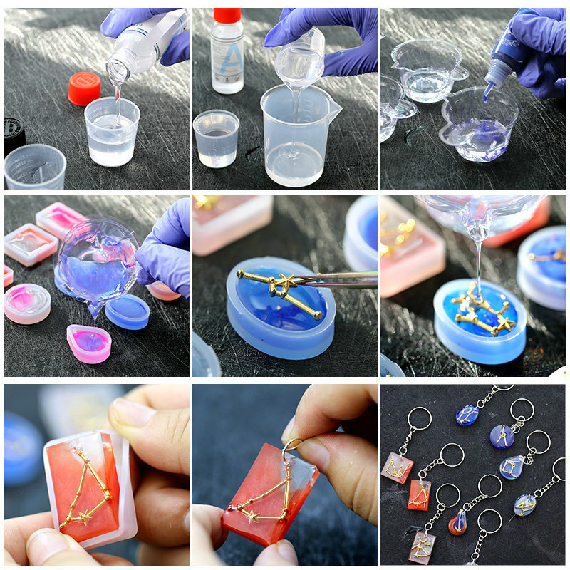 Moldes de silicone diy kit com resina jóias fazendo conjunto resina cola epoxy molde ferramentas de fundição para jóias arte decoração artesanato diy