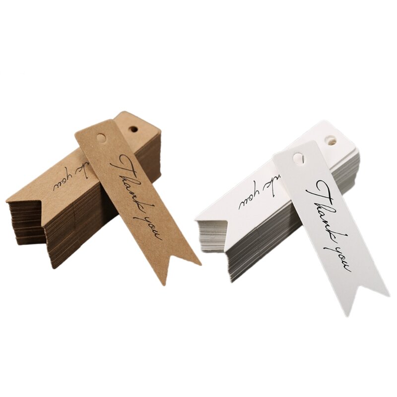 Pacote de 100 etiquetas de empacotamento de cauda de andorinha clássico retro obrigado tag com furo etiquetas de presente de natal para o chá de bebê casamento
