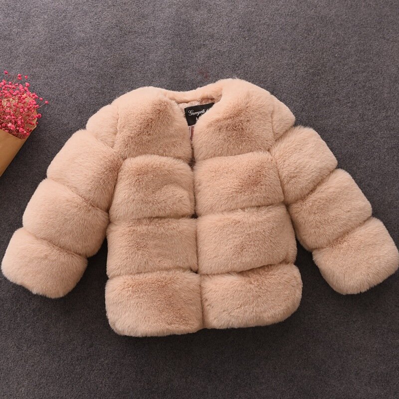 2020子供の冬のコート。フェイクファーコート/ソリッドカラーのキツネの毛皮の11色をご用意