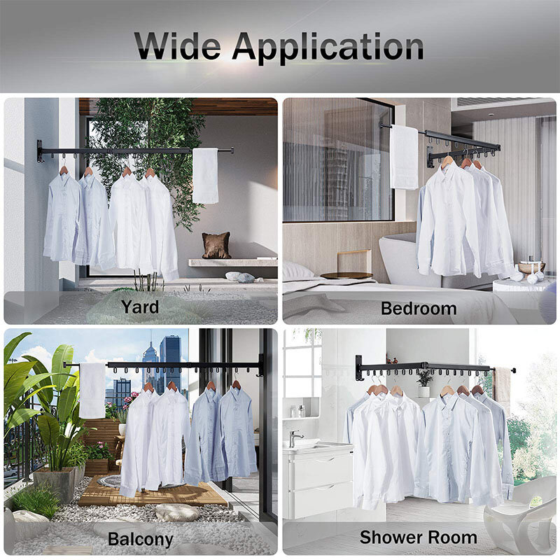 Składany wieszak na ubrania do montażu na ścianie chowany suszarka do ubrań wewnątrz na zewnątrz oszczędność miejsca aluminium pranie w domu bielizny