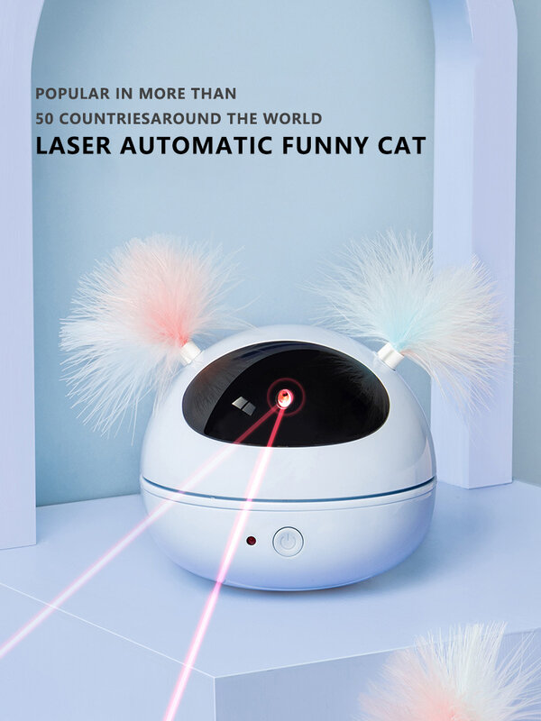 Zabawka dla kota laser podczerwony długopis teasing Cat stick feather automatyczne elektryczne zabawka dla kota zabawka samo-hej