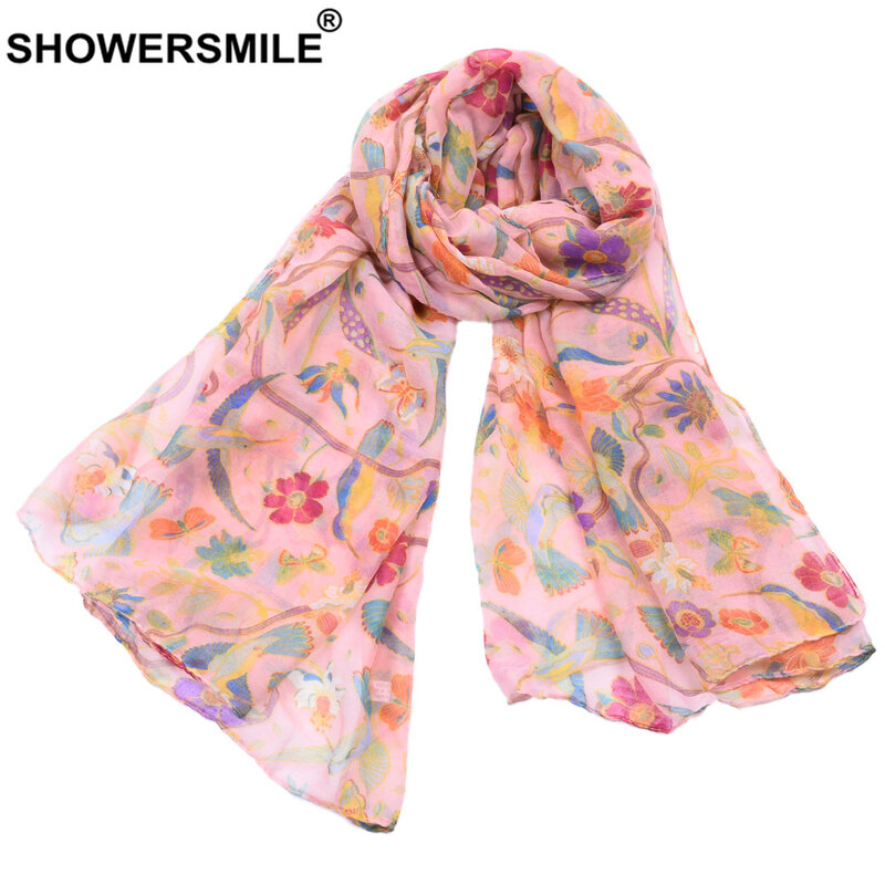 Écharpe colorée en Voile pour femmes, foulard imprimé de fleurs, collection printemps-automne