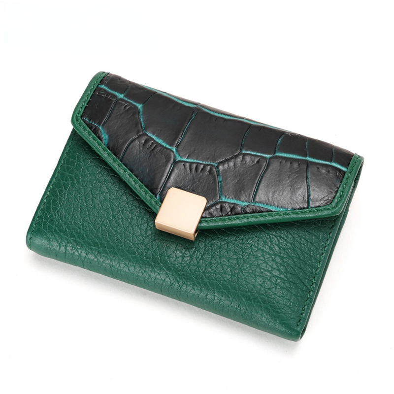 First layer genuine leather women luxury designer wallet cardholder folded purse